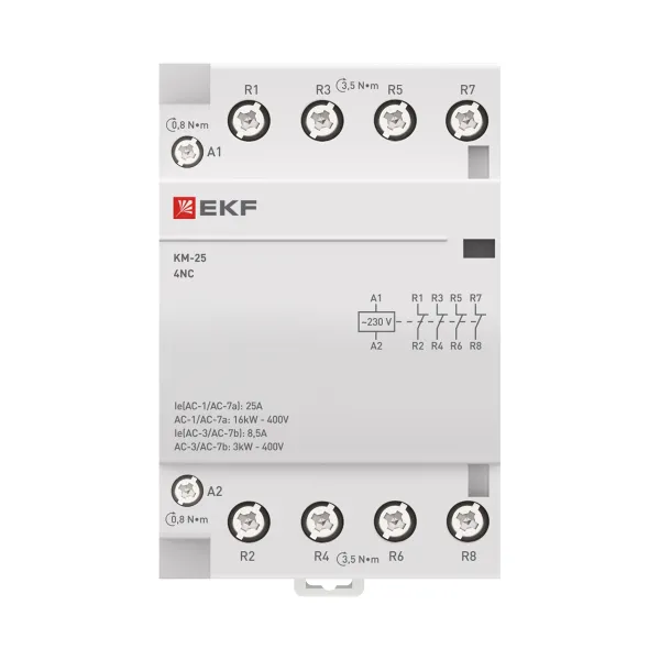 Контактор модульный КМ 25А 4NC 230В АС (3 мод.) PROXIMA EKF