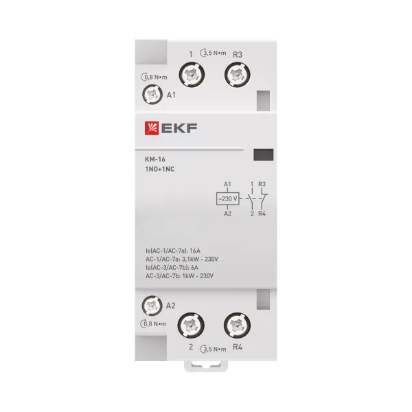 Контактор модульный КМ 16А 1NO+1NC 230В АС (2 мод.) PROXIMA EKF