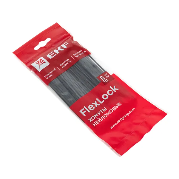 Хомут P6.6 стандартный (ч), 2.5×100 (100шт) FlexLock EKF