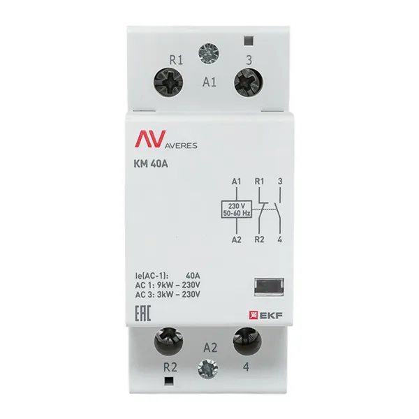 Контактор модульный КМ 40А 1NO+1NC 230В АС (2 мод.) AVERES EKF