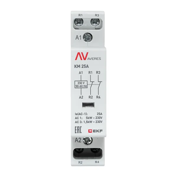 Контактор модульный КМ 25А 2NC 230В АС (1 мод.) AVERES EKF