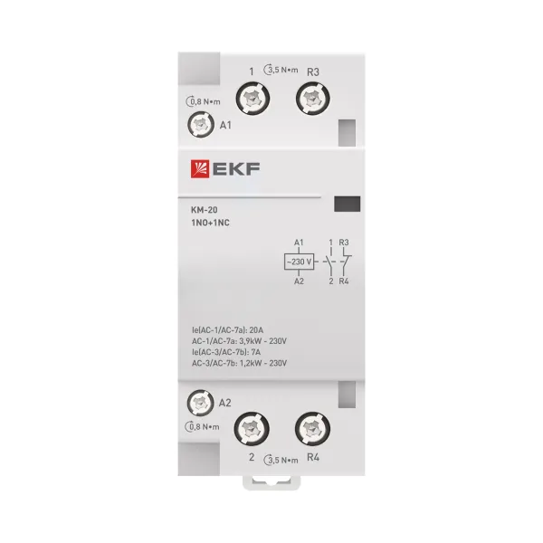 Контактор модульный КМ 20А 1NO+1NC 230В АС (2 мод.) PROXIMA EKF