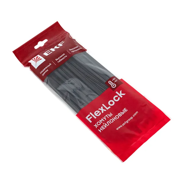 Хомут P6.6 стандартный (ч), 4.8×200 (100шт) FlexLock EKF