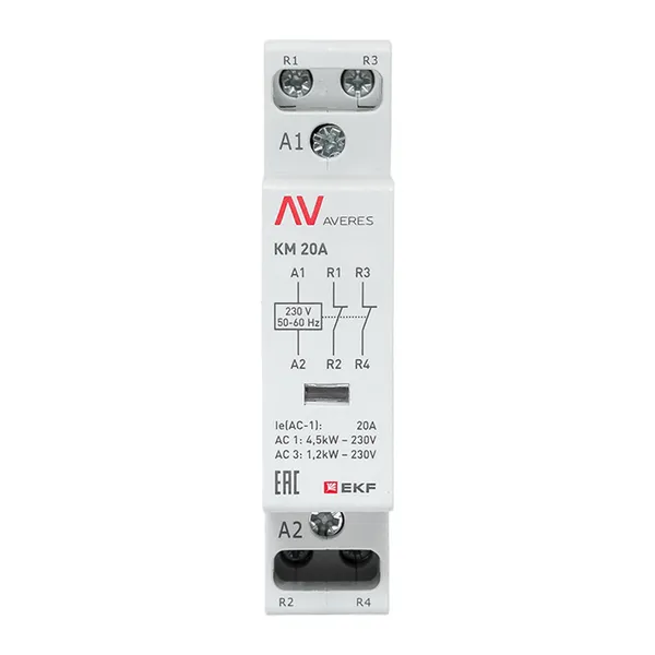 Контактор модульный КМ 20А 2NC 230В АС (1 мод.) AVERES EKF