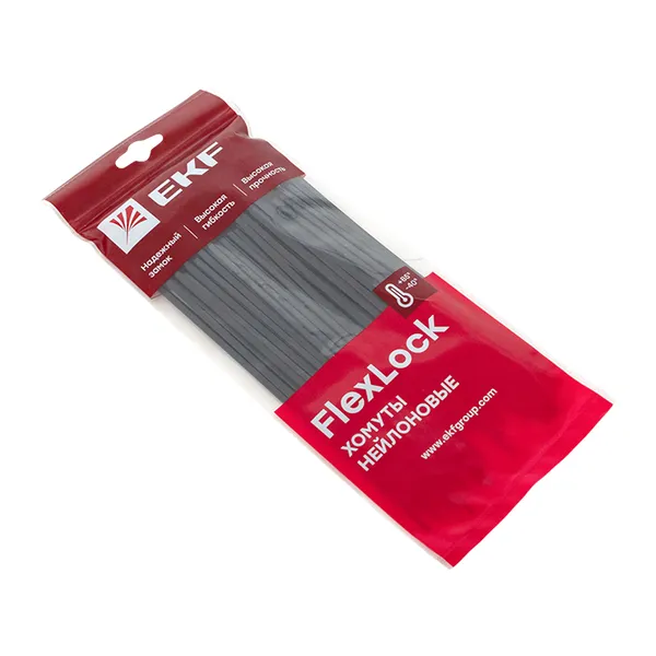 Хомут P6.6 стандартный (ч), 3.6×200 (100шт) FlexLock EKF