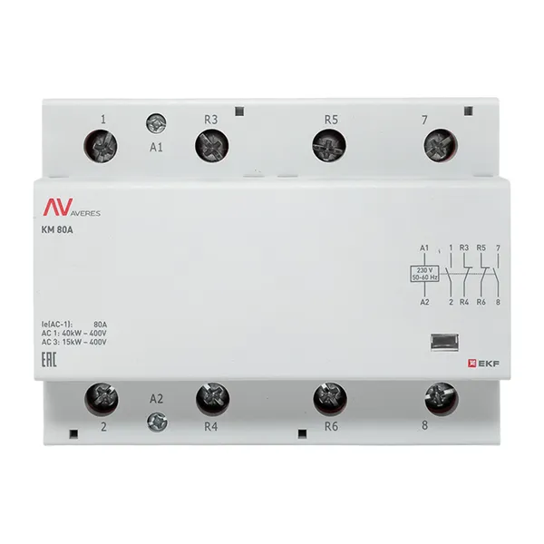 Контактор модульный КМ 80А 2NO+2NC 230В АС (6 мод.) AVERES EKF