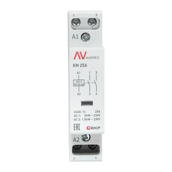 Контактор модульный КМ 25А 2NO 230В АС (1 мод.) AVERES EKF