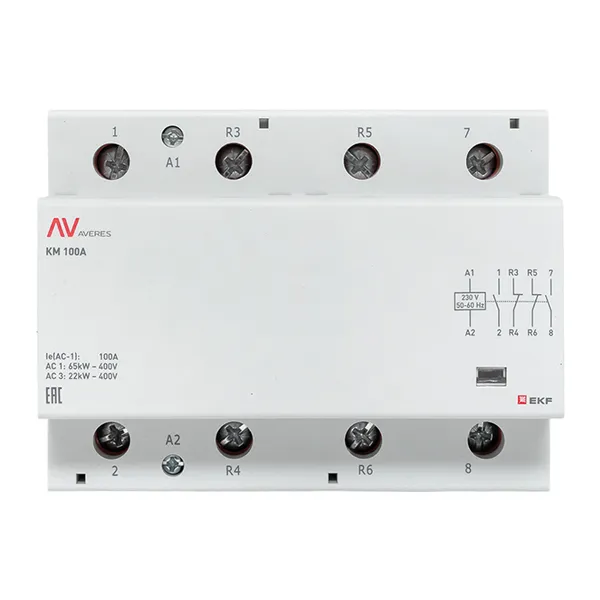 Контактор модульный КМ 100А 2NO+2NC 230В АС (6 мод.) AVERES EKF