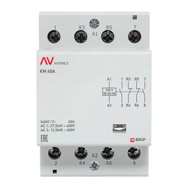 Контактор модульный КМ 40А 2NO+2NC 230В АС (3 мод.) AVERES EKF