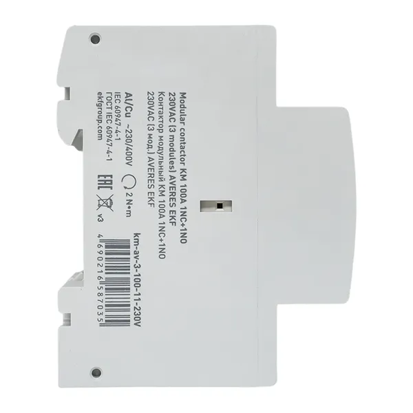 Контактор модульный КМ 100А 1NO+1NC 230В АС (3 мод.) AVERES EKF