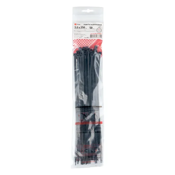 Хомут P6.6 стандартный (ч), 3.6×250 (50шт) FlexLock PROxima