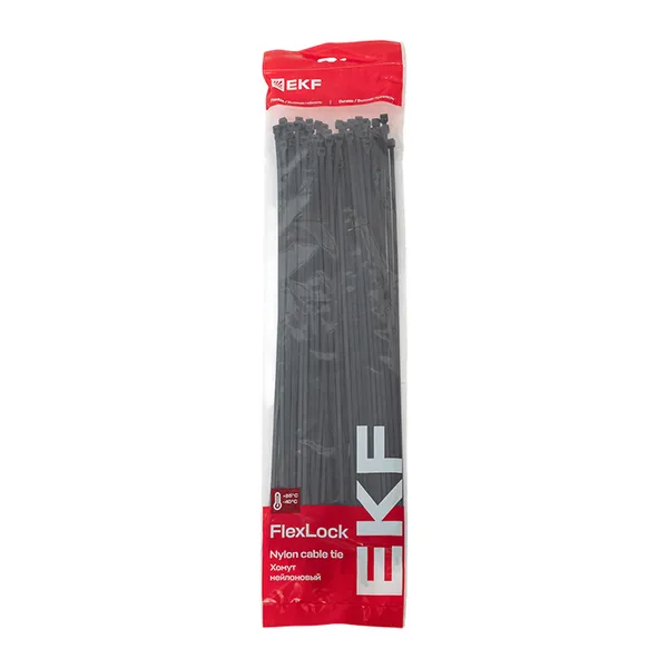 Хомут P6.6 стандартный (ч), 4.8×450 (100шт) FlexLock EKF