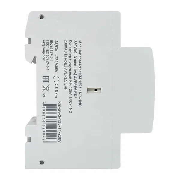 Контактор модульный КМ 125А 1NO+1NC 230В АС (3 мод.) AVERES EKF