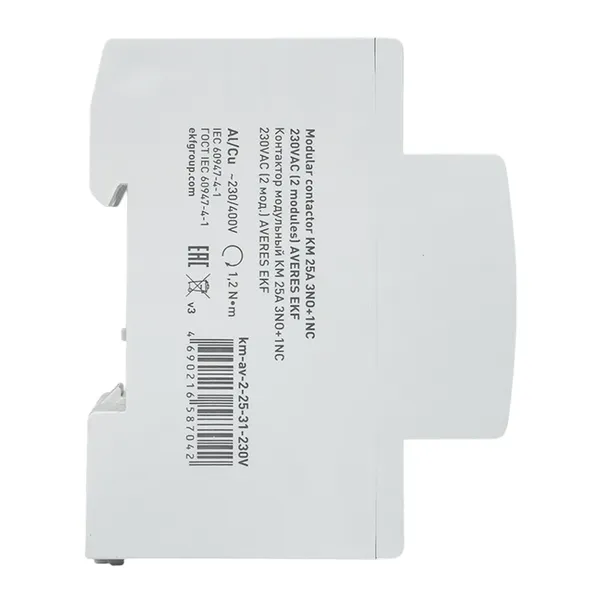 Контактор модульный КМ 25А 3NO+1NC 230В АС (2 мод.) AVERES EKF