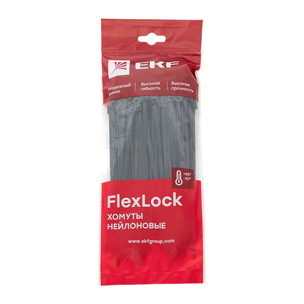 Хомут P6.6 стандартный (ч), 4.6×180 (100шт) FlexLock EKF