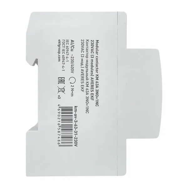 Контактор модульный КМ 63А 3NO+1NC 230В АС (3 мод.) AVERES EKF