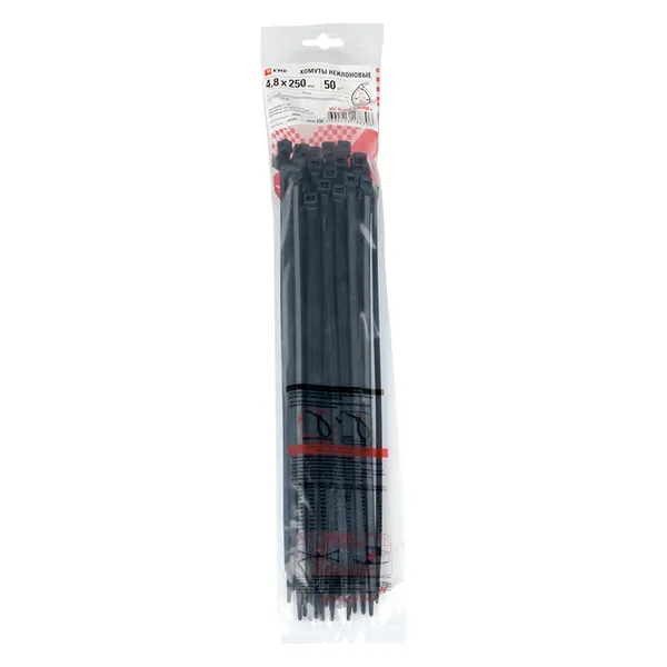 Хомут P6.6 стандартный (ч), 4.8×250 (50шт) FlexLock PROxima
