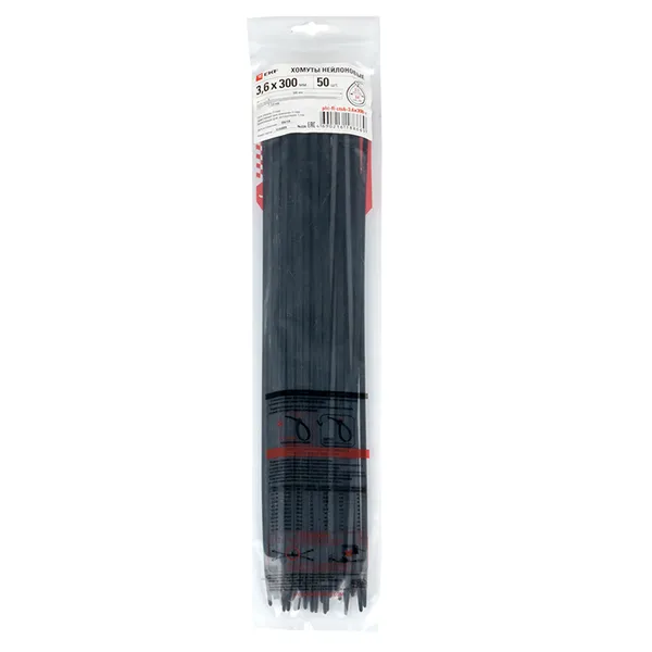 Хомут P6.6 стандартный (ч), 3.6×300 (50шт) FlexLock PROxima