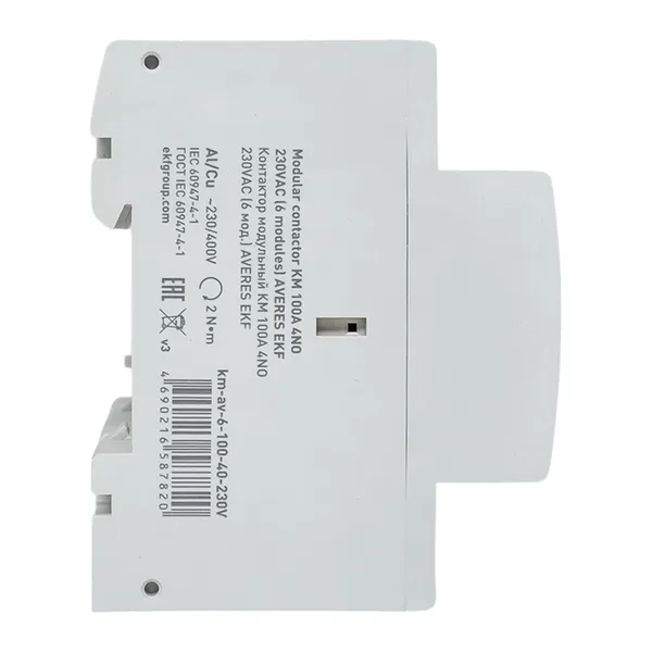 Контактор модульный КМ 100А 4NO 230В АС (6 мод.) AVERES EKF