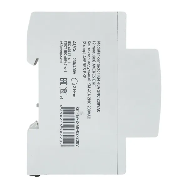 Контактор модульный КМ 40А 2NC 230В АС (2 мод.) AVERES EKF
