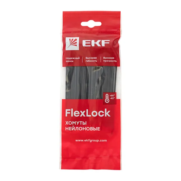 Хомут P6.6 стандартный (ч), 2.5×160 (100шт) FlexLock EKF