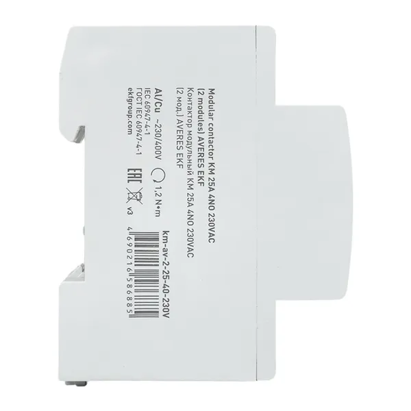 Контактор модульный КМ 25А 4NO 230В АС (2 мод.) AVERES EKF