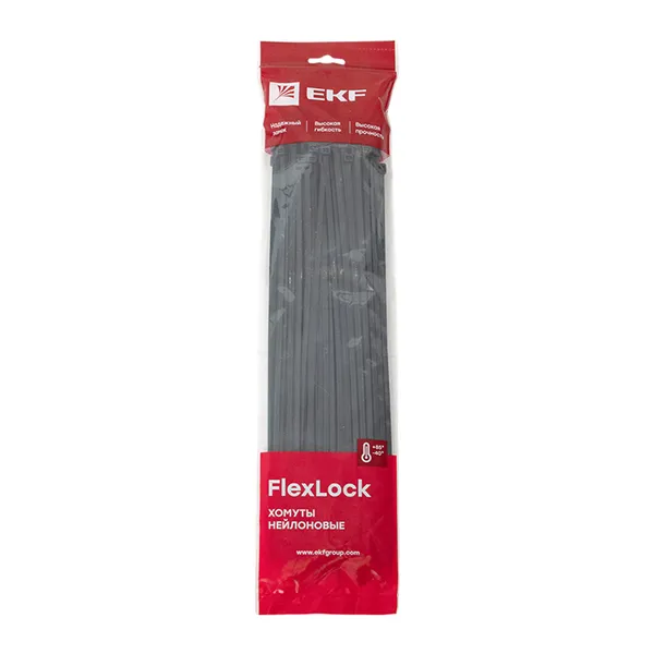 Хомут P6.6 стандартный (ч), 4.8×350 (100шт) FlexLock EKF