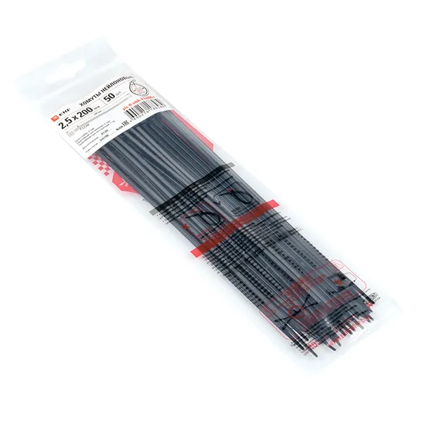 Хомут P6.6 стандартный (ч), 2.5×200 (50шт) FlexLock PROxima