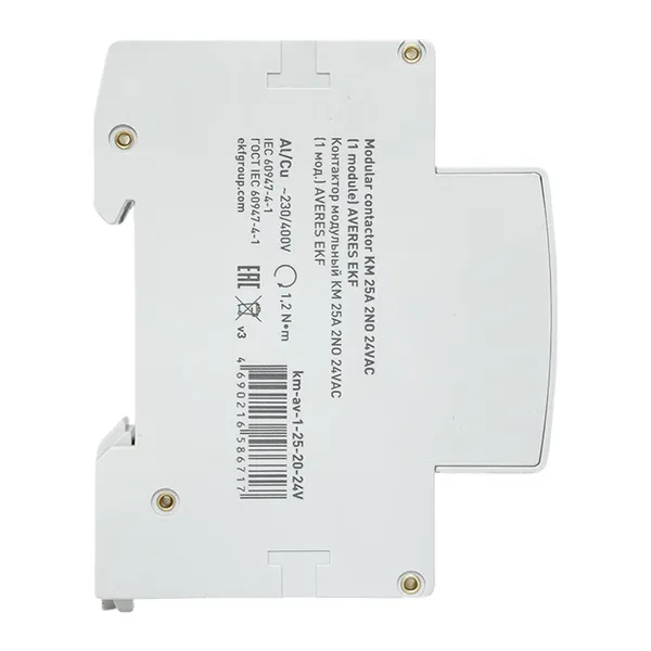 Контактор модульный КМ 25А 2NO 24В АС (1 мод.) AVERES EKF