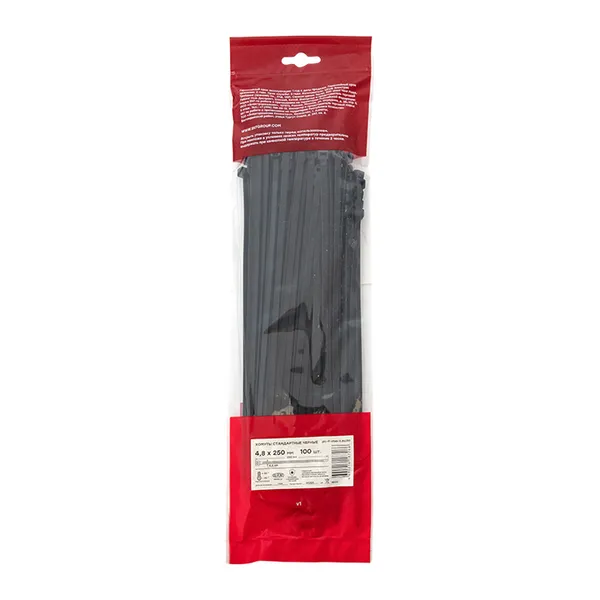 Хомут P6.6 стандартный (ч), 4.8×250 (100шт) FlexLock EKF