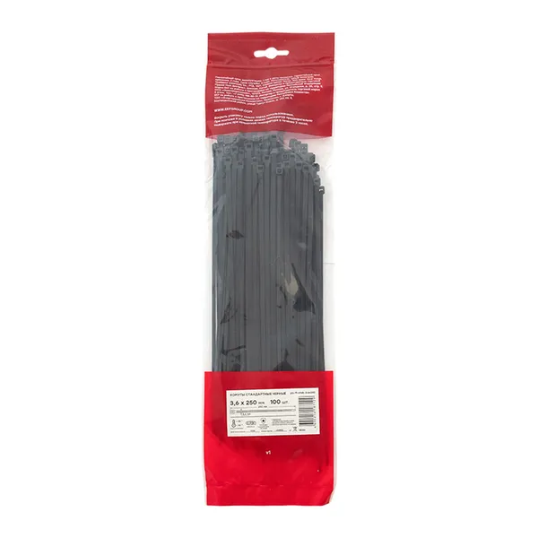 Хомут P6.6 стандартный (ч), 3.6×250 (100шт) FlexLock EKF