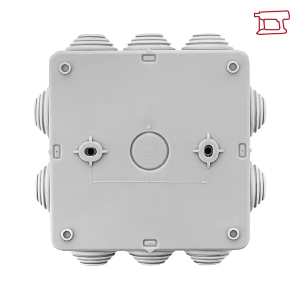 Коробка распределительная КМР-030-014 с крышкой (100x100x50) для прямого монтажа, 10 мембр. вводов серая IP55 EKF