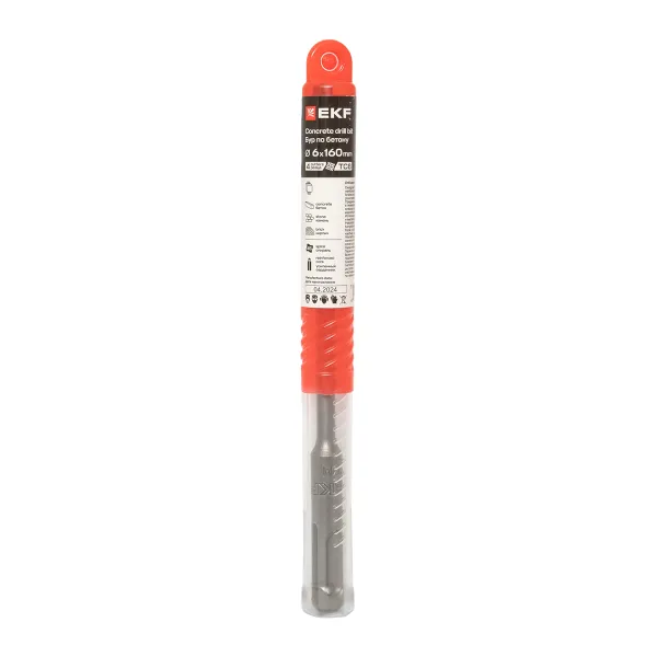 Бур по бетону SDS-plus 6×160 мм (4 резца) EKF Professional
