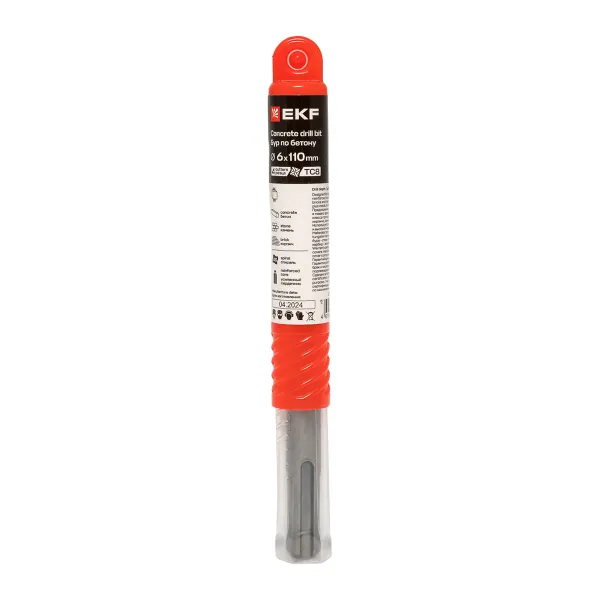 Бур по бетону SDS-plus 6×110 мм (4 резца) EKF Professional