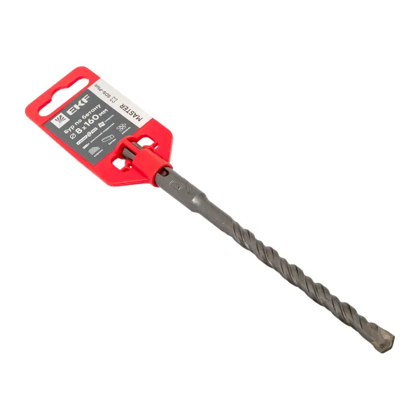 Бур по бетону SDS-plus 8×160 мм (2 резца)(4S спираль) EKF Master