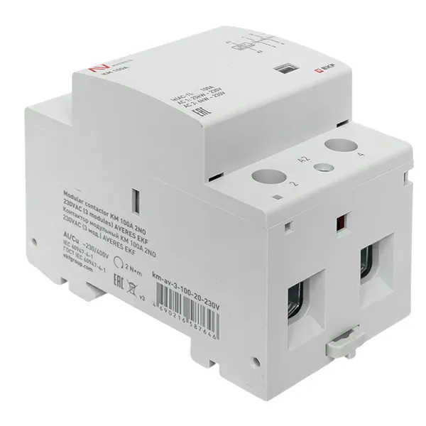 Контактор модульный КМ 100А 2NO 230В АС (3 мод.) AVERES EKF