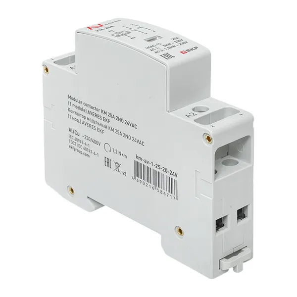 Контактор модульный КМ 25А 2NO 24В АС (1 мод.) AVERES EKF