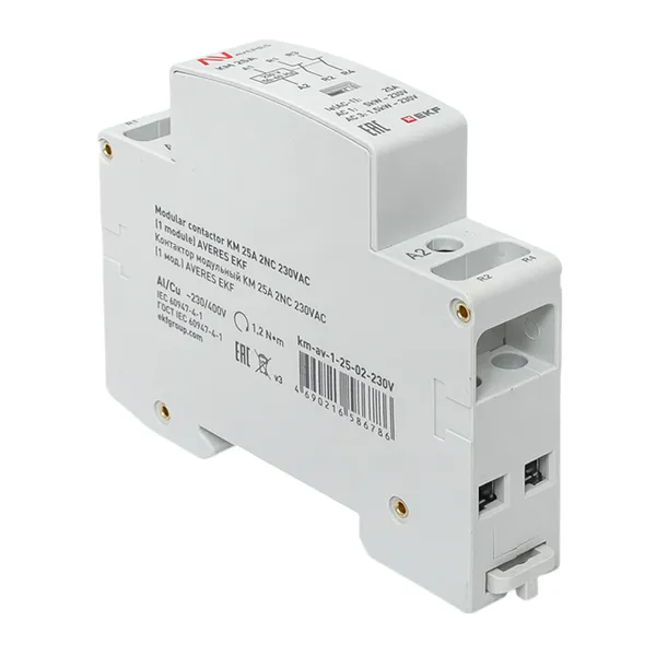 Контактор модульный КМ 25А 2NC 230В АС (1 мод.) AVERES EKF