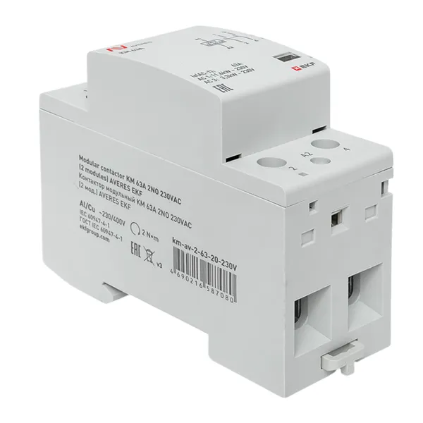 Контактор модульный КМ 63А 2NO 230В АС (2 мод.) AVERES EKF