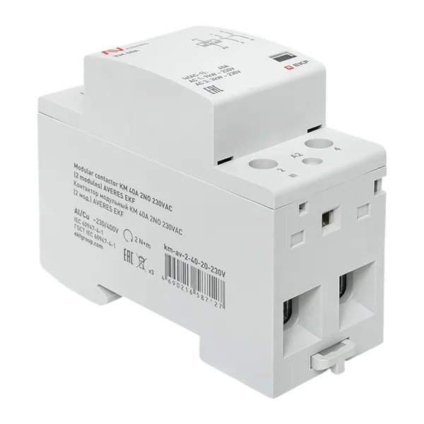 Контактор модульный КМ 40А 2NO 230В АС (2 мод.) AVERES EKF