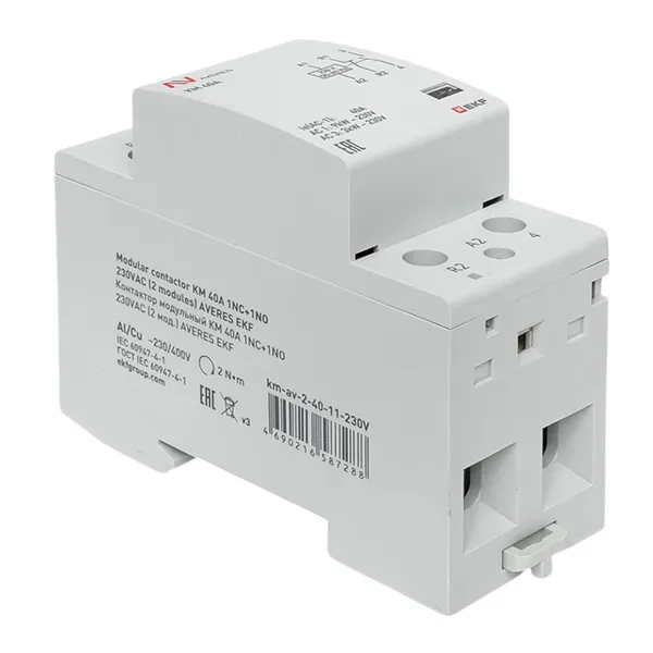 Контактор модульный КМ 40А 1NO+1NC 230В АС (2 мод.) AVERES EKF