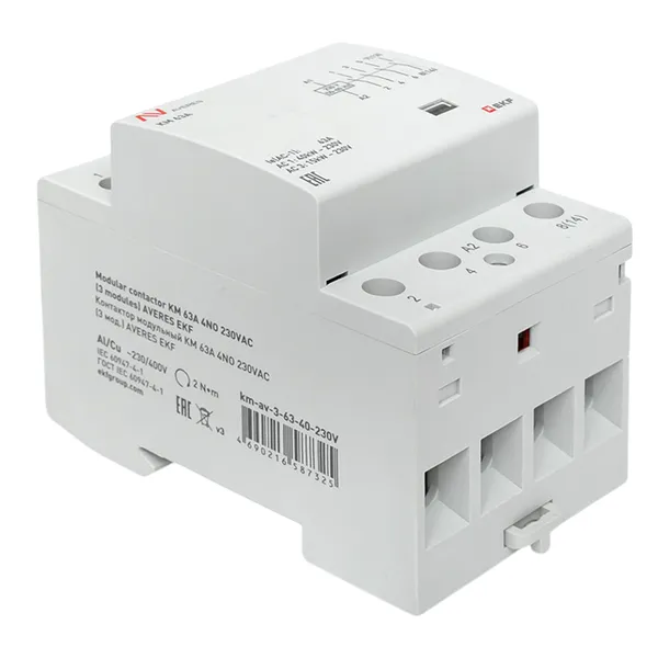 Контактор модульный КМ 63А 4NO 230В АС (3 мод.) AVERES EKF