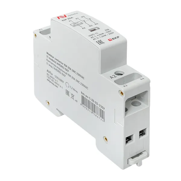 Контактор модульный КМ 20А 2NC 230В АС (1 мод.) AVERES EKF