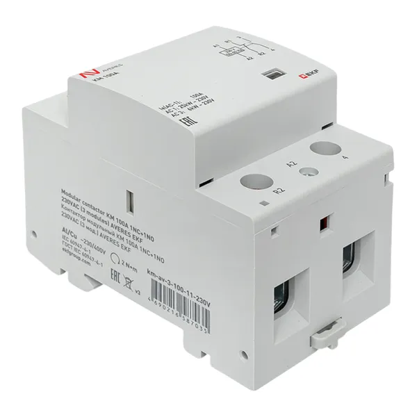 Контактор модульный КМ 100А 1NO+1NC 230В АС (3 мод.) AVERES EKF