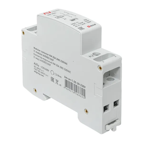 Контактор модульный КМ 20А 2NO 230В АС (1 мод.) AVERES EKF