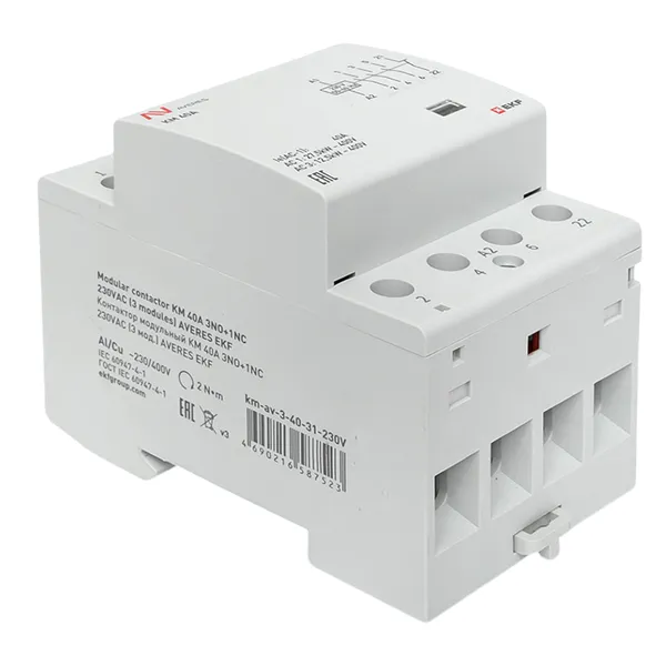 Контактор модульный КМ 40А 3NO+1NC 230В АС (3 мод.) AVERES EKF