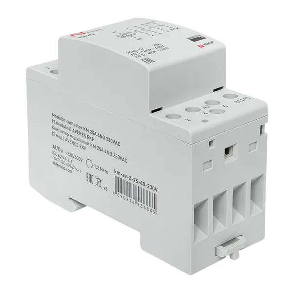 Контактор модульный КМ 25А 4NO 230В АС (2 мод.) AVERES EKF