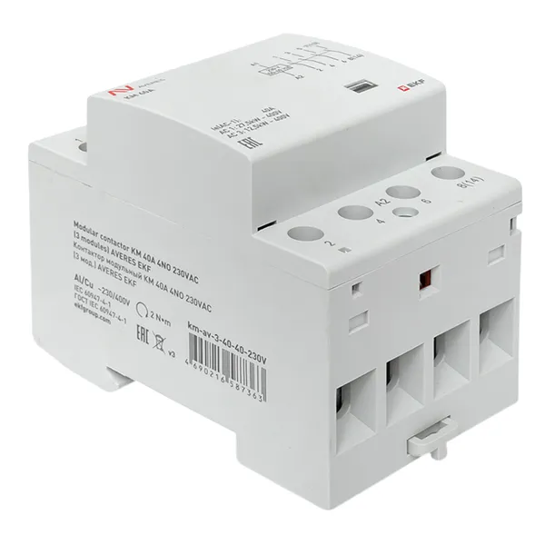 Контактор модульный КМ 40А 4NO 230В АС (3 мод.) AVERES EKF