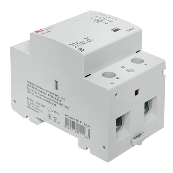 Контактор модульный КМ 80А 1NO+1NC 230В АС (3 мод.) AVERES EKF