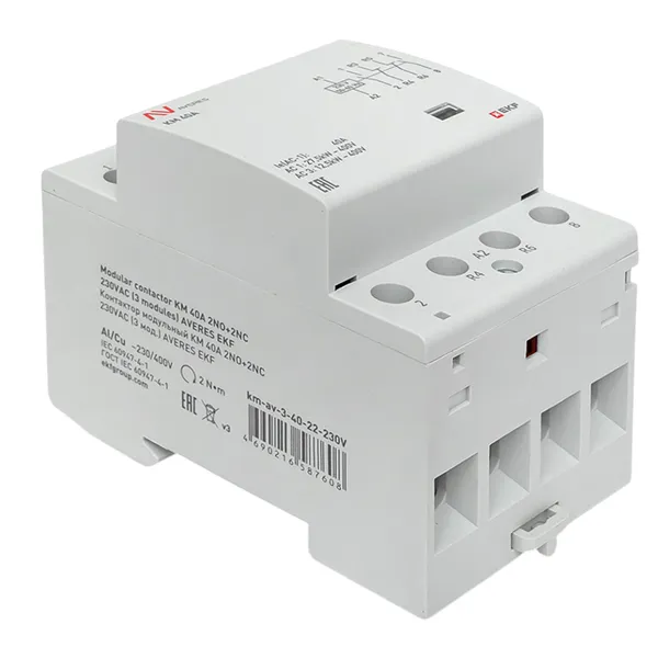 Контактор модульный КМ 40А 2NO+2NC 230В АС (3 мод.) AVERES EKF